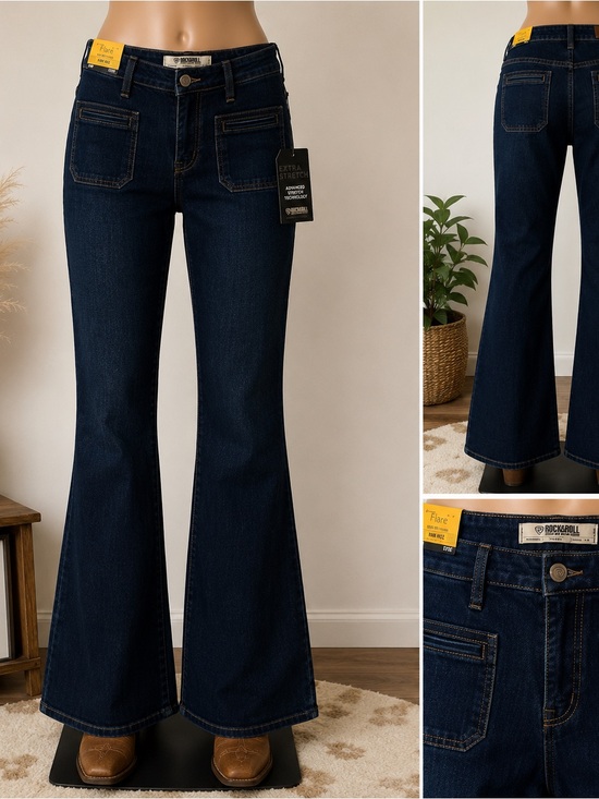 Rock & Roll Denim Denim - NWT Rock & Roll Denim High Rise Flare Jeans Women’s 36x32 Dark Wash western
